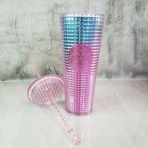 NWT 2021 Starbucks Pink Blue Ombre Studded Gradient Venti Tumbler